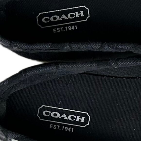 Coach Navy Blue Jacquard Logo Print Flat Espadrilles - Picture 7 of 7